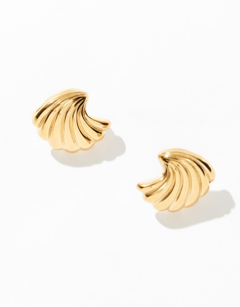 8 Other Reasons 18k gold plated stainless steel oversized wave stud earrings