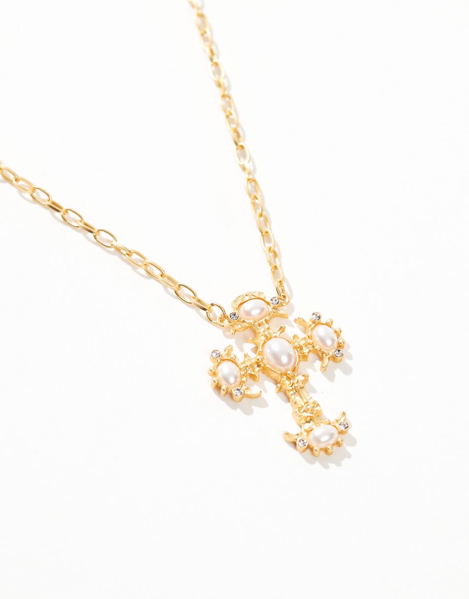 8 Other Reasons 18k gold plated large cross pendant necklace