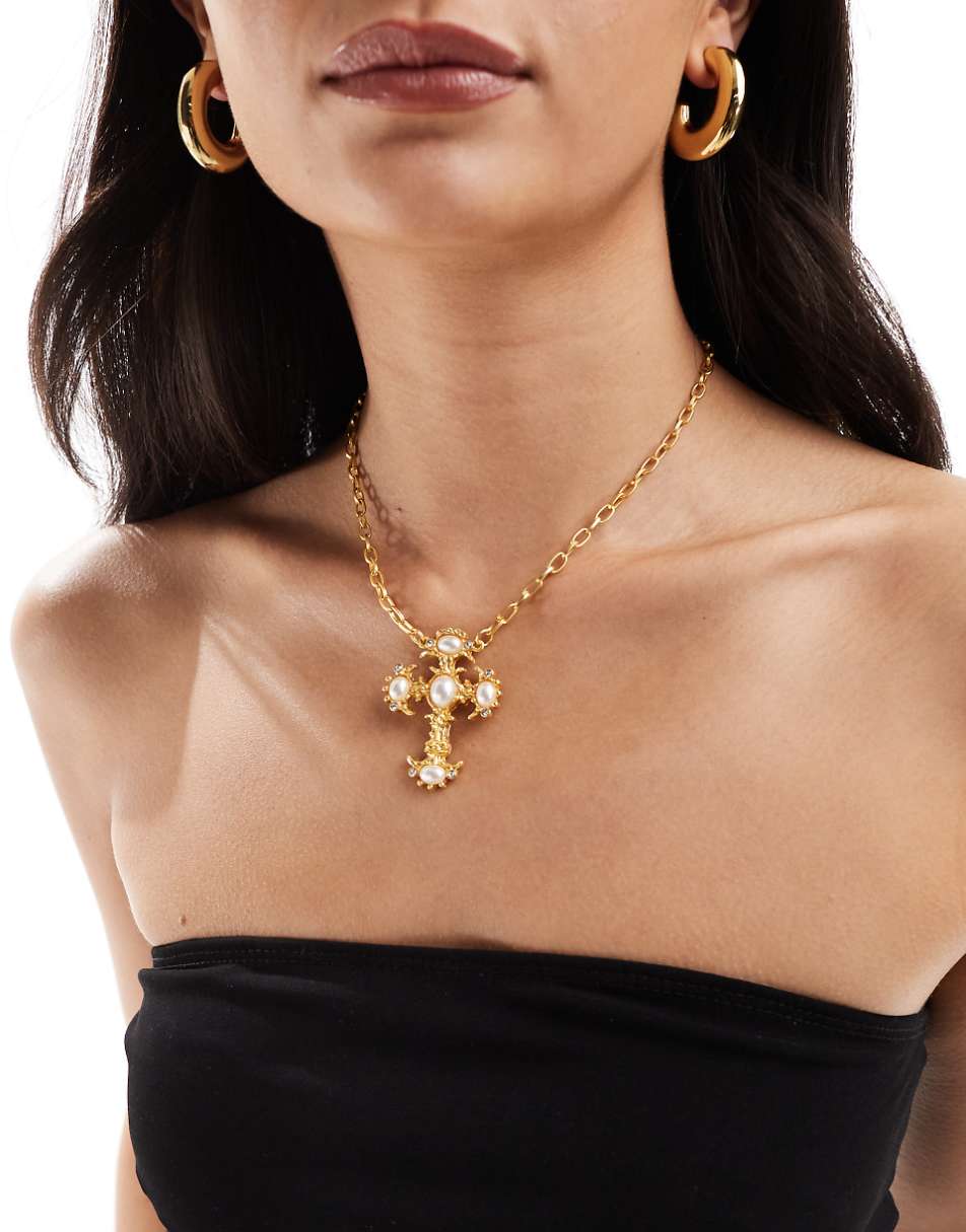 8 Other Reasons 18k gold plated large cross pendant necklace