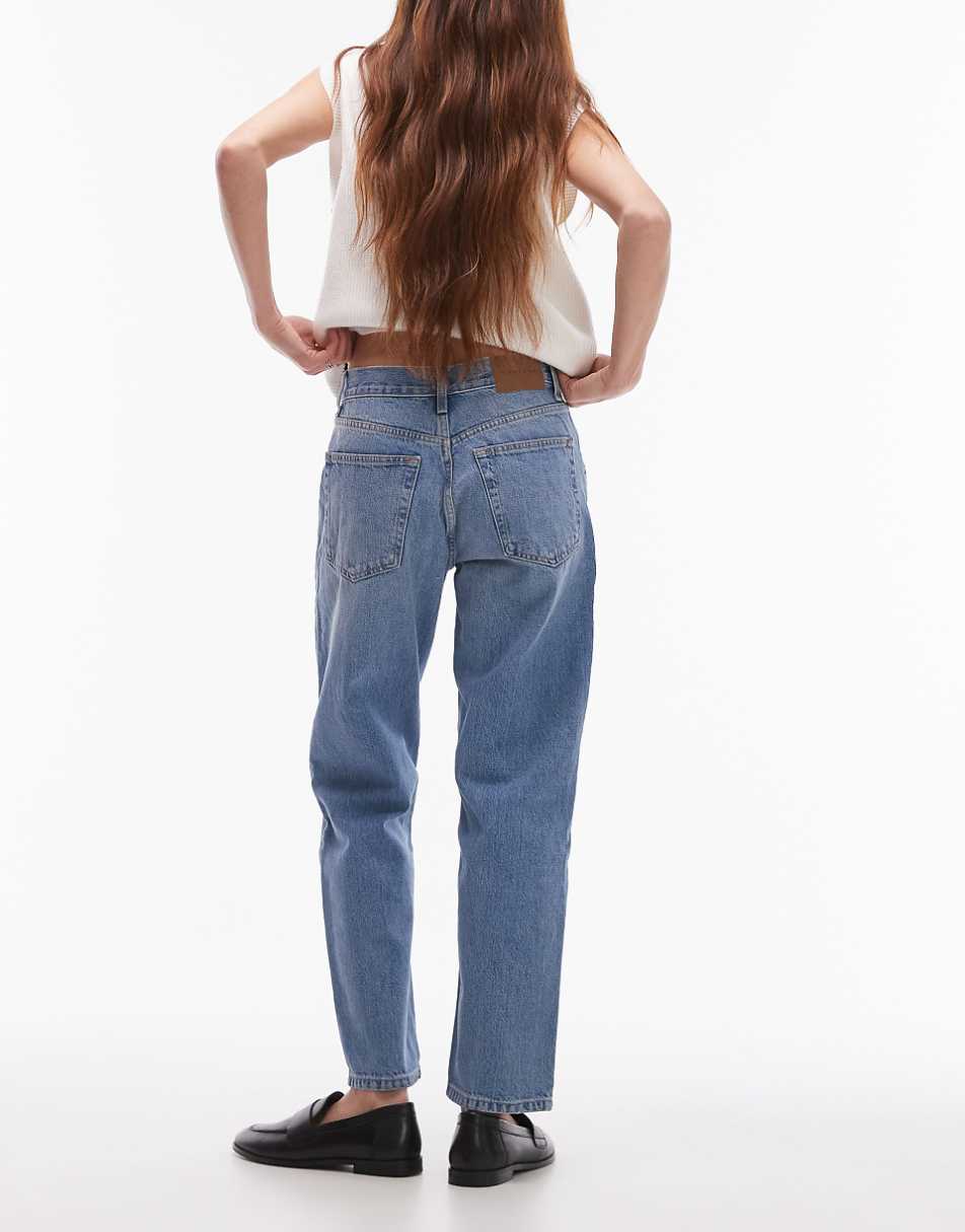 Topshop cropped mid rise Runway jeans in bleach