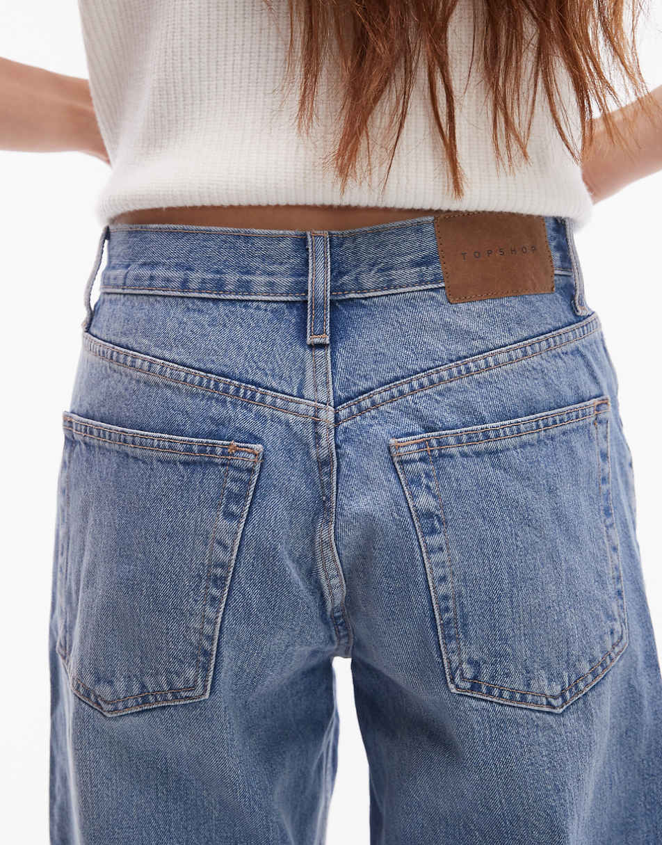 Topshop cropped mid rise Runway jeans in bleach