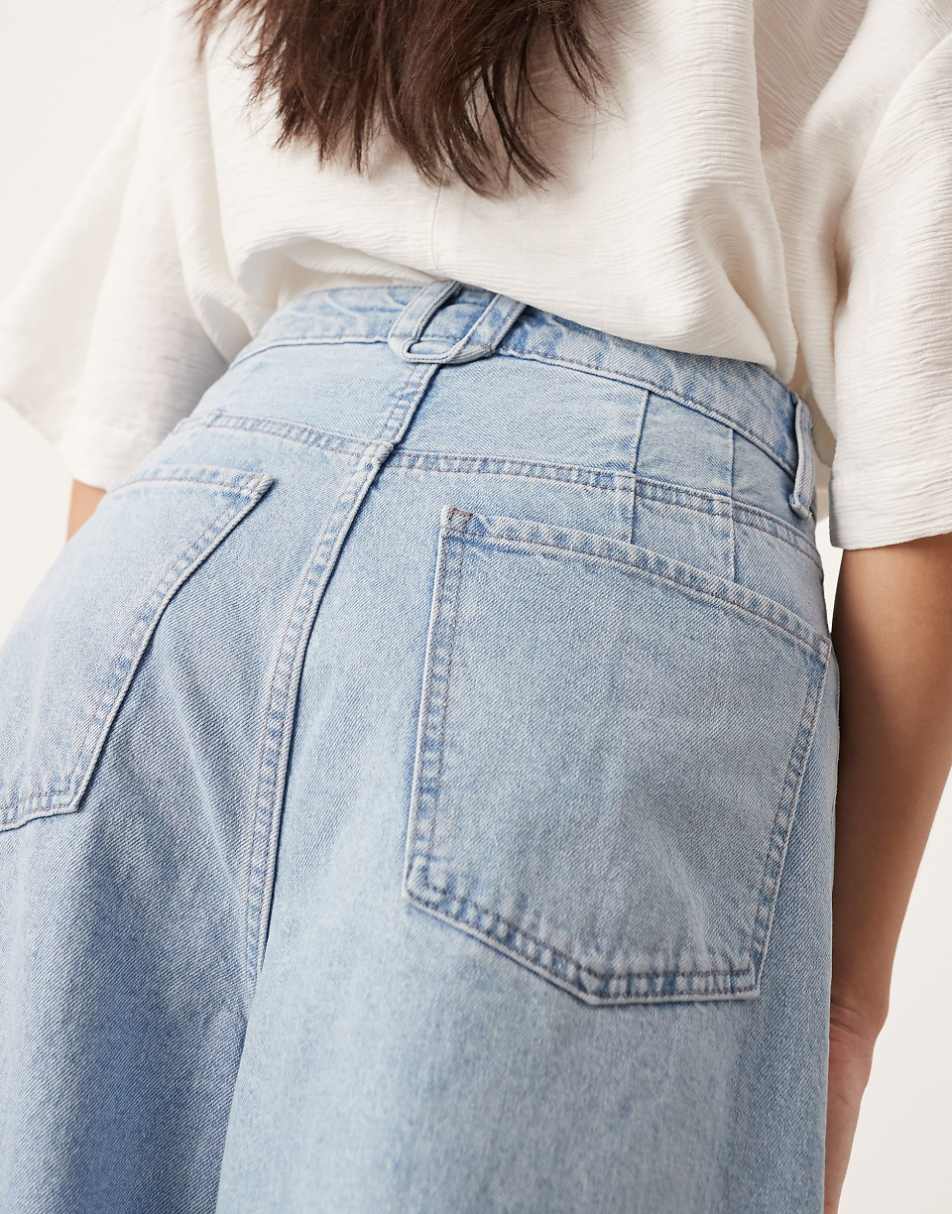 ASOS EDITION Sydney denim barrel leg high waist jeans in bleach wash blue