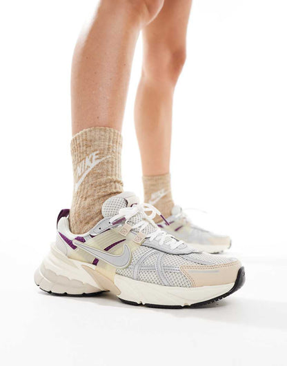 Nike V2K Run sneakers in beige and silver