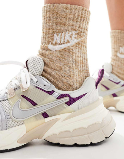 Nike V2K Run sneakers in beige and silver