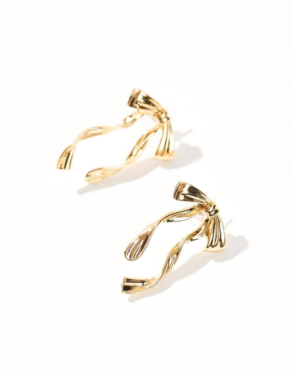 ASOS DESIGN 14k gold plated stud earrings with bow detail