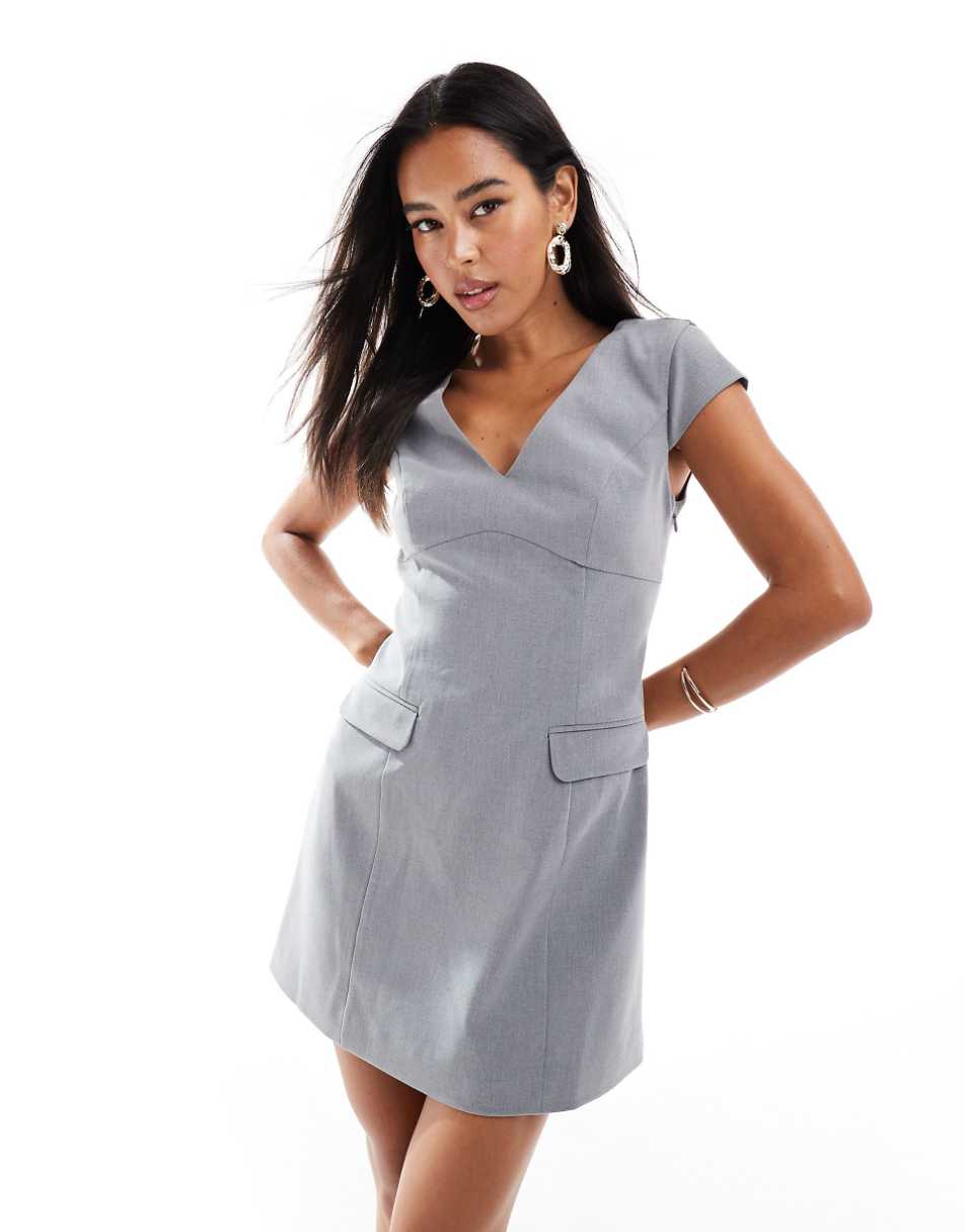 Ever New cap sleeve tailored mini dress in gray