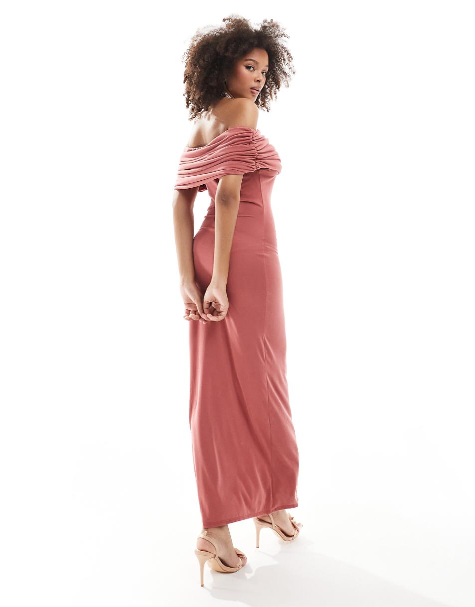 ASOS DESIGN modal sleeveless bardot maxi dress in rose pink