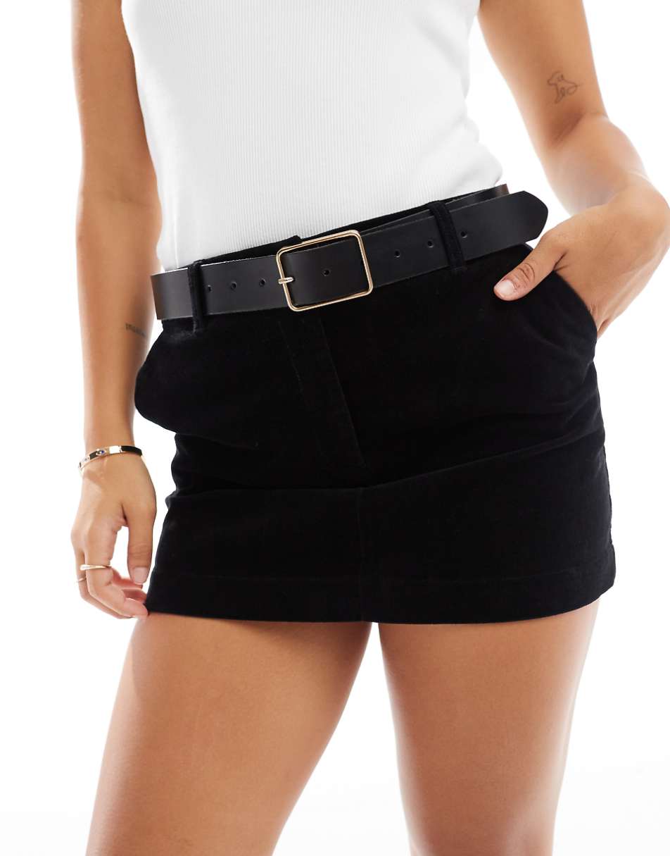 ASOS DESIGN cord micro mini skirt in black - part of a set