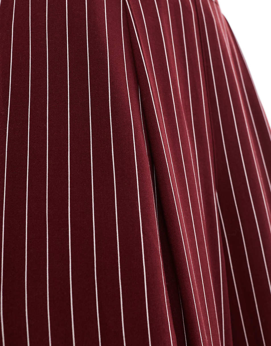 ASOS DESIGN basic pull on pants in burgundy stripe