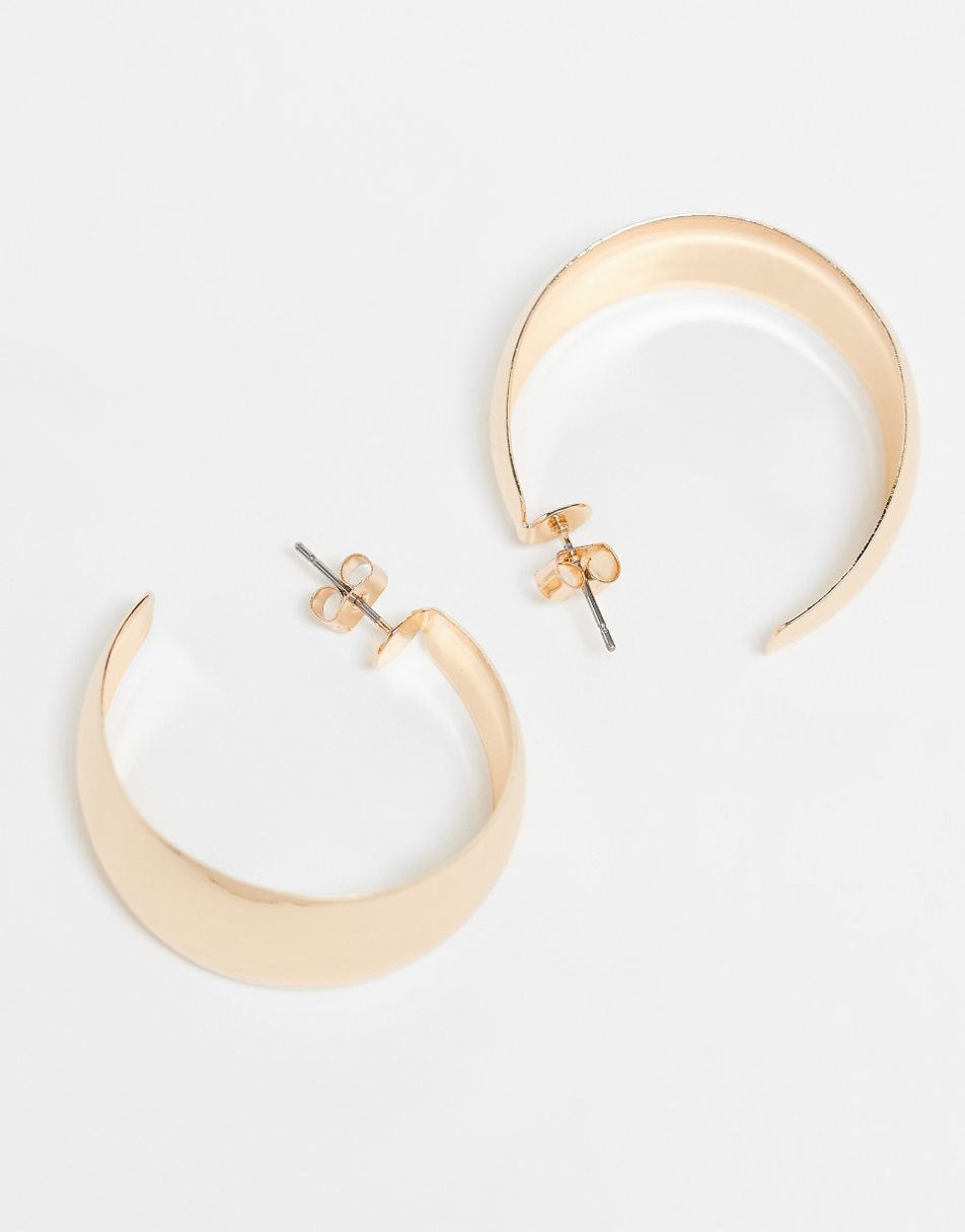 Monki 3 pack chunky wide hoops in gold