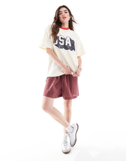 Cotton On v neck oversized USA graphic t-shirt