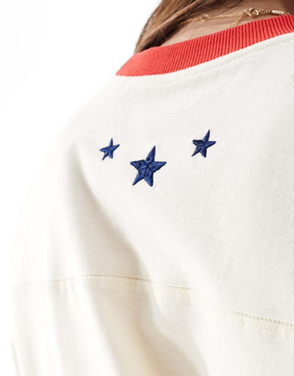 Cotton On v neck oversized USA graphic t-shirt