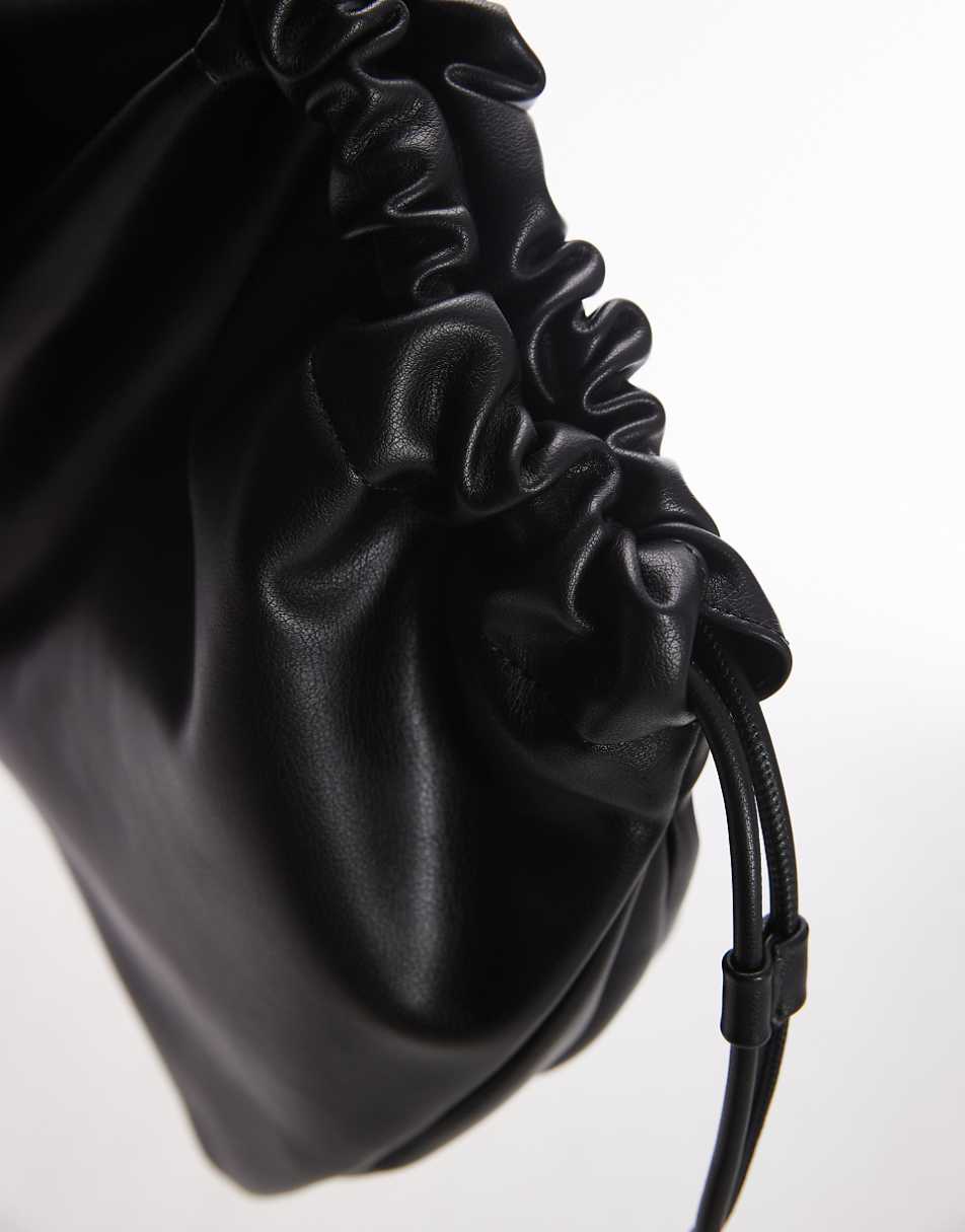 Topshop Gabi oversized clutch bag with ruched detail in black