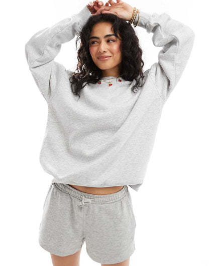 Cotton On box fit crew fleece sweatshirt in gray
