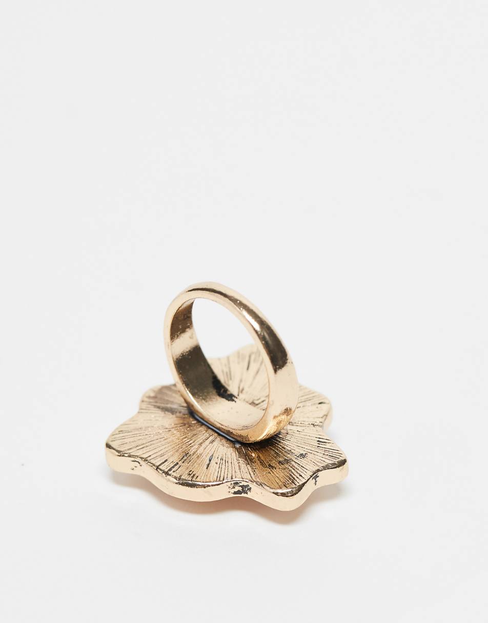 Reclaimed Vintage ring with faux rose quartz in gold