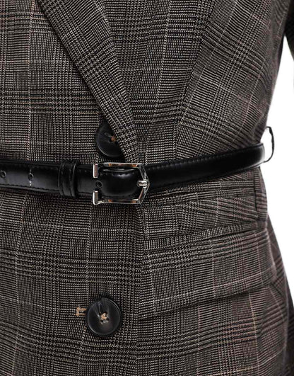 ASOS DESIGN check blazer with PU belt