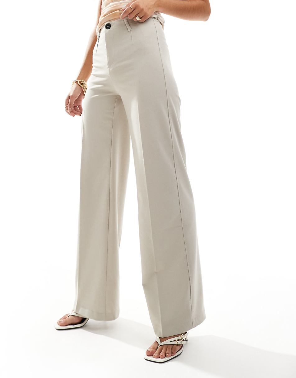 Bershka tailored pants in stone