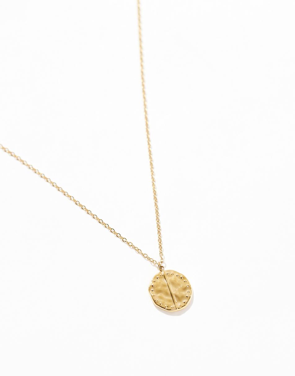 Lost Souls stainless steel 18ct gold plated coin pendant necklace