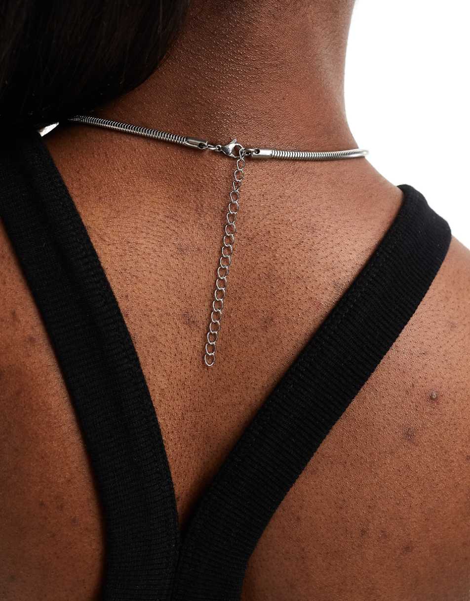 Lost Souls stainless steel 38mm chunky snake chain necklace in silver