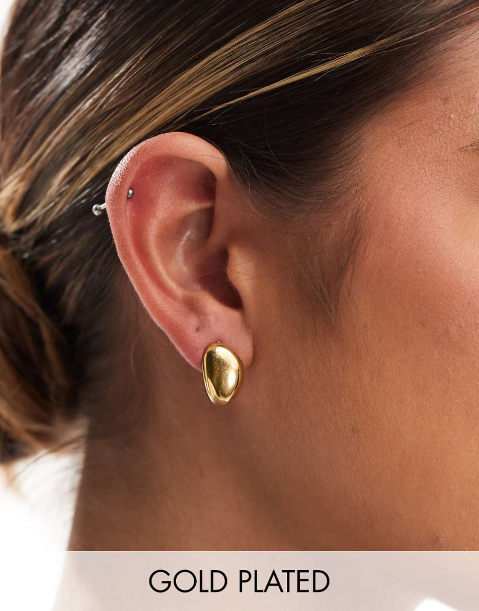 Lost Souls stainless steel 18kt gold plated chunky stud earrings