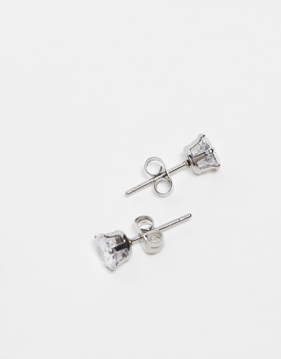 Lost Souls 6mm crystal stud earrings in stainless steel