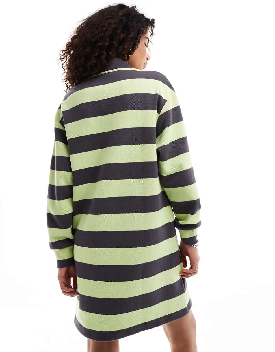 Urban Revivo striped rugby dress in green and brown