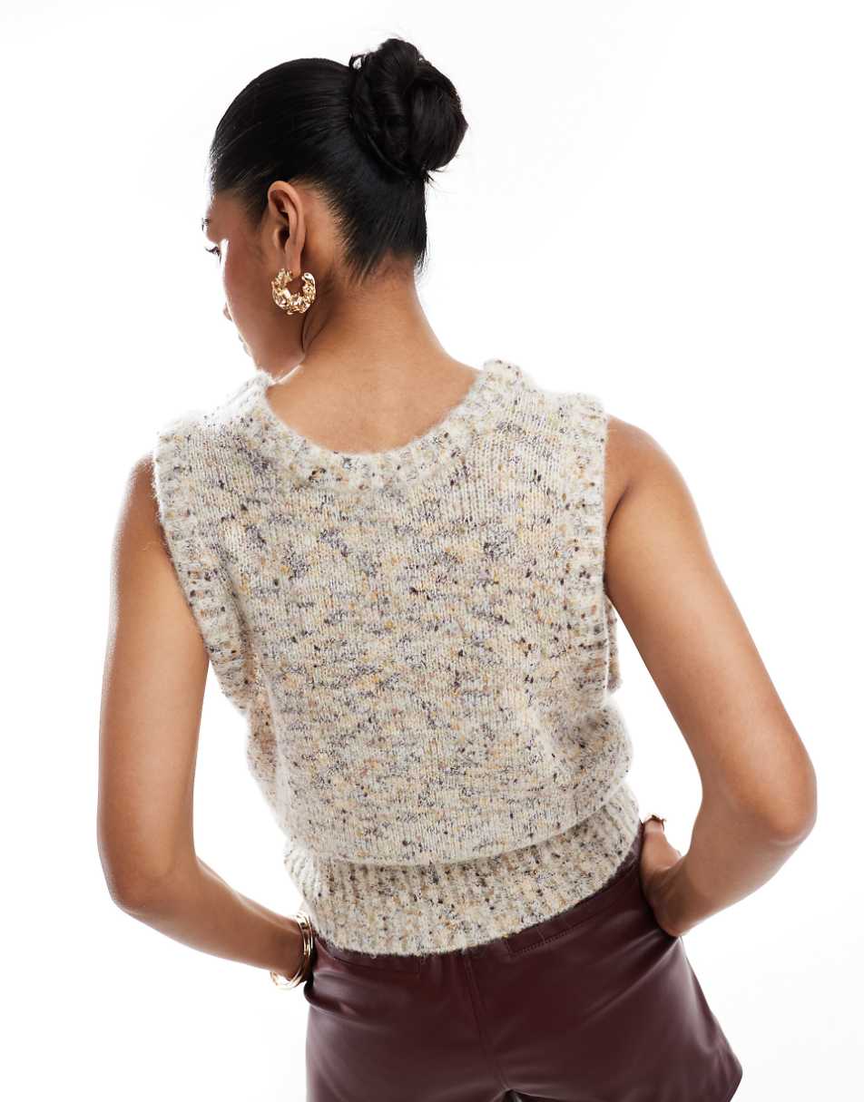 & Other Stories alpaca blend chunky loose knit tank top in beige melange