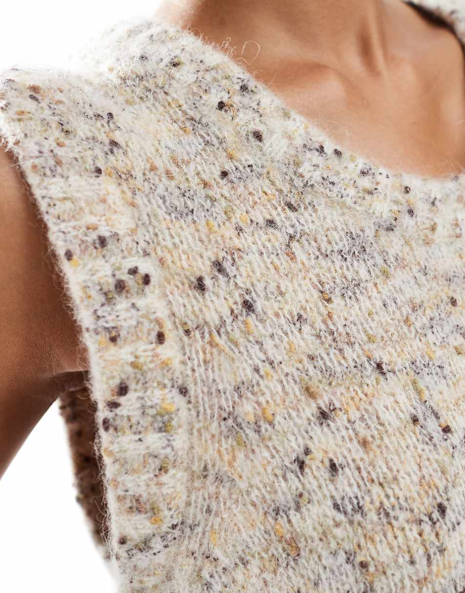 & Other Stories alpaca blend chunky loose knit tank top in beige melange