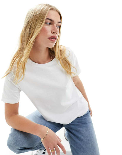 Mango round neck t-shirt in white