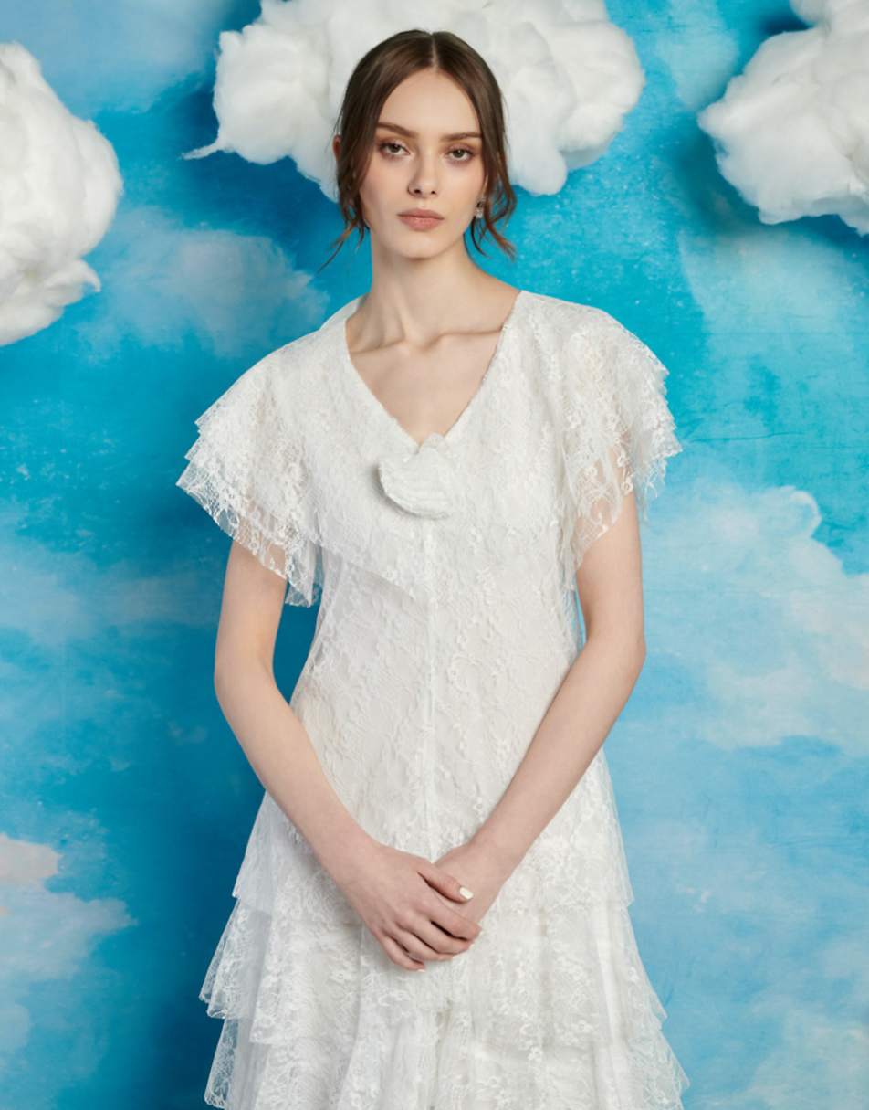 Sister Jane tiered lace midaxi dress in ivory