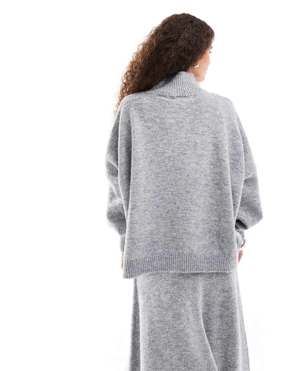 VRG GRL alia turtle neck knit sweater in soft gray heather