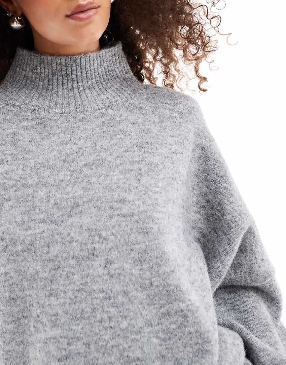 VRG GRL alia turtle neck knit sweater in soft gray heather