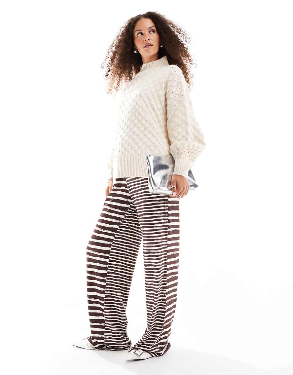 VRG GRL textured turtle neck sweater in ivory