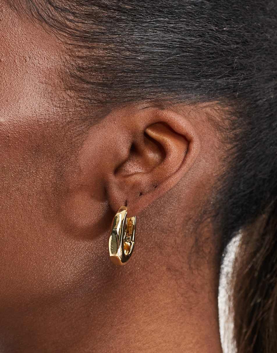 ASOS DESIGN 14k gold plated hoop earrings with oval clicker detail