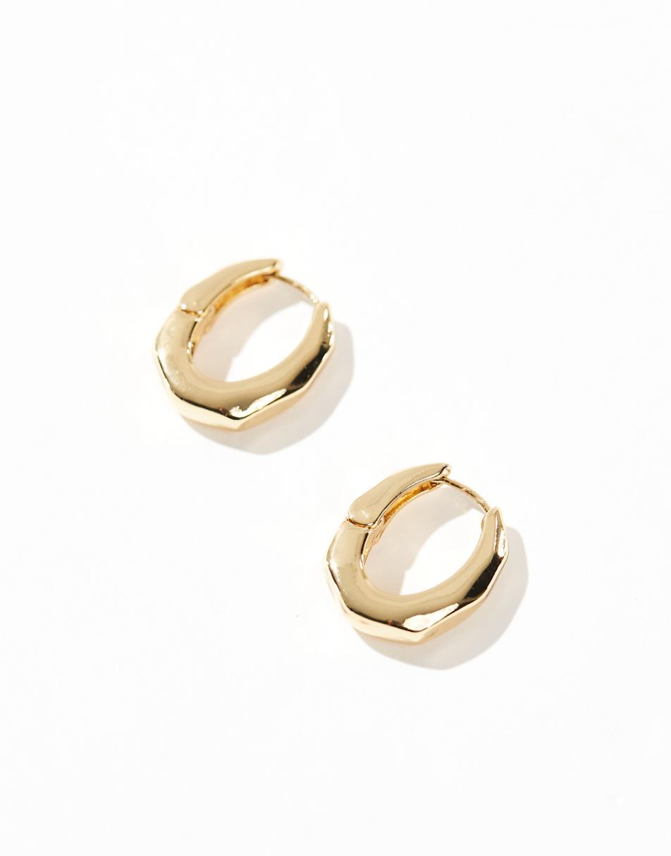 ASOS DESIGN 14k gold plated hoop earrings with oval clicker detail