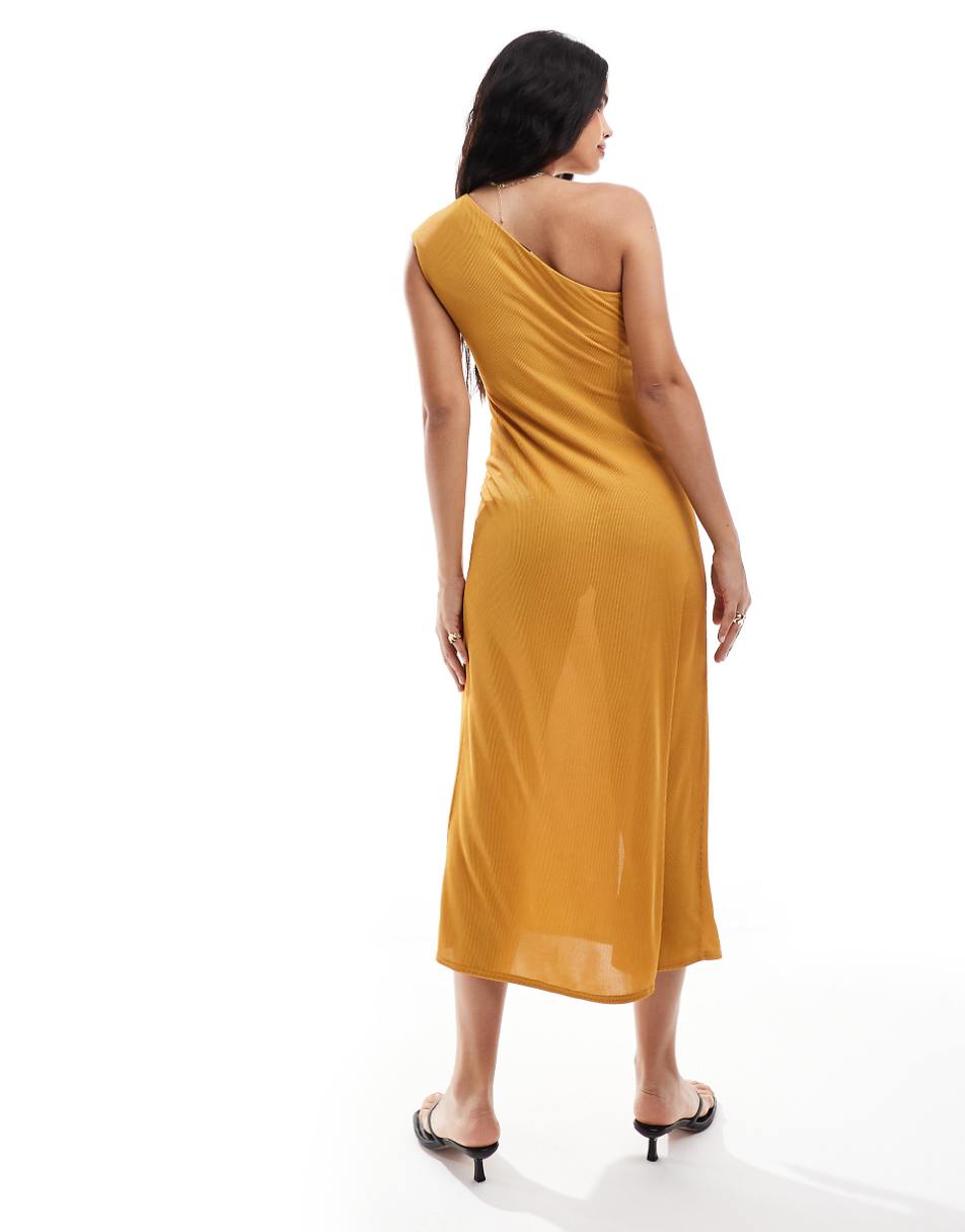 Closet London one shoulder midaxi dress in ochre