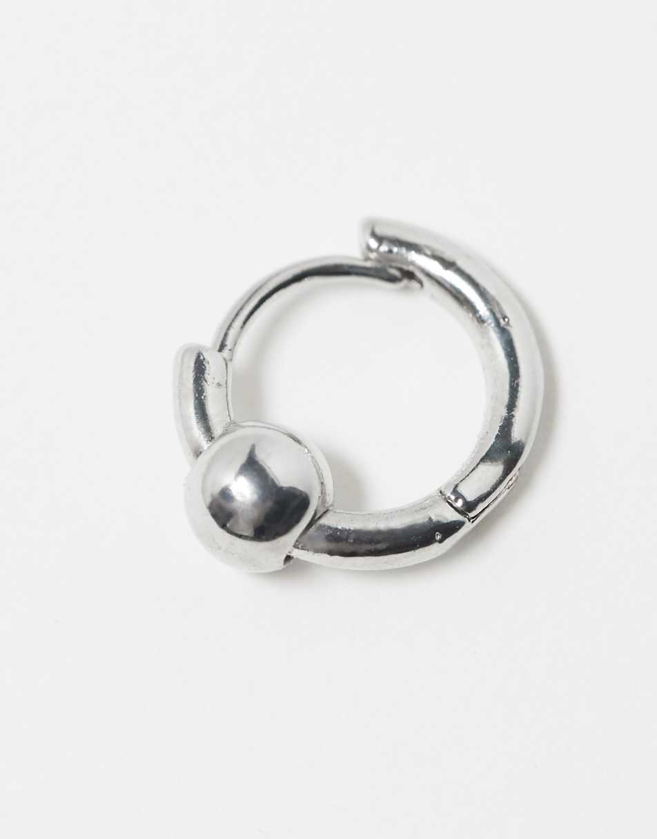 Faded Future single huggie hoop with ball in silver