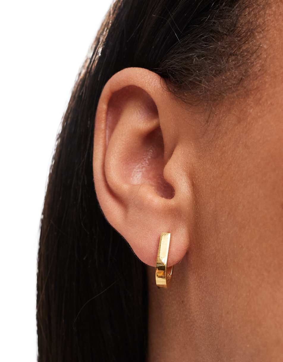 ASOS DESIGN waterproof stainless steel hoop earrings with oval clicker detail in gold tone