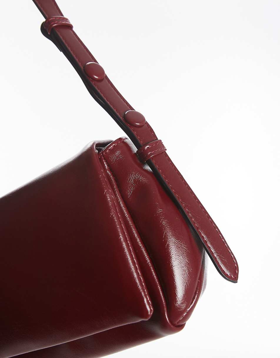 Topshop Stevie structured shoulder bag in burgundy