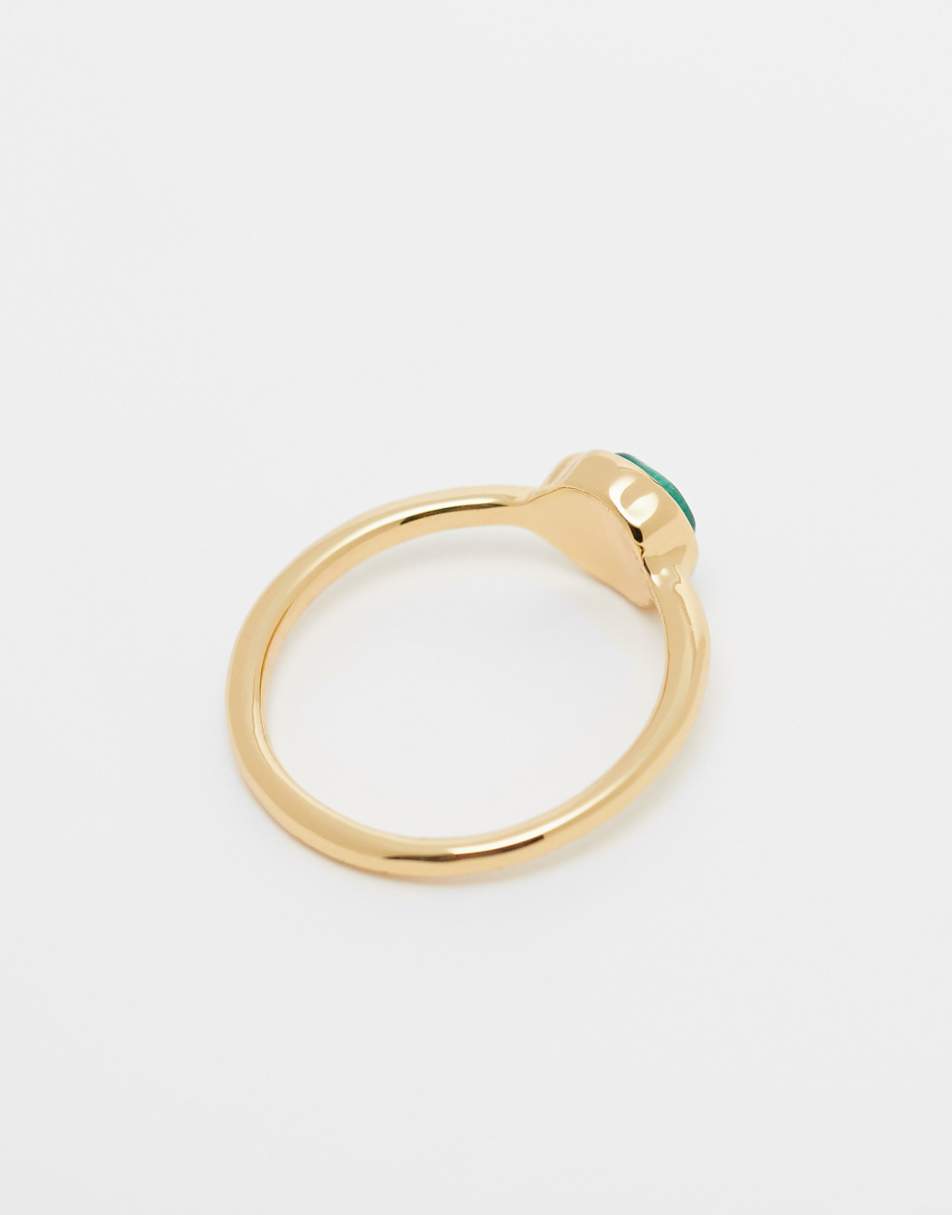 ASOS DESIGN Curve 14K gold plated ring with molten malachite style stone