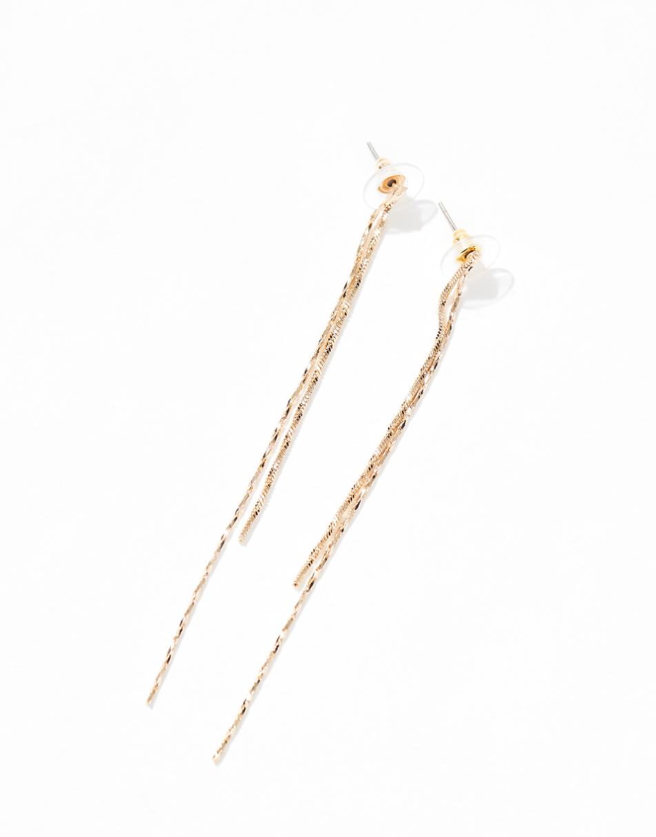 ASOS DESIGN drop earrings with simple fine chain detail in gold tone