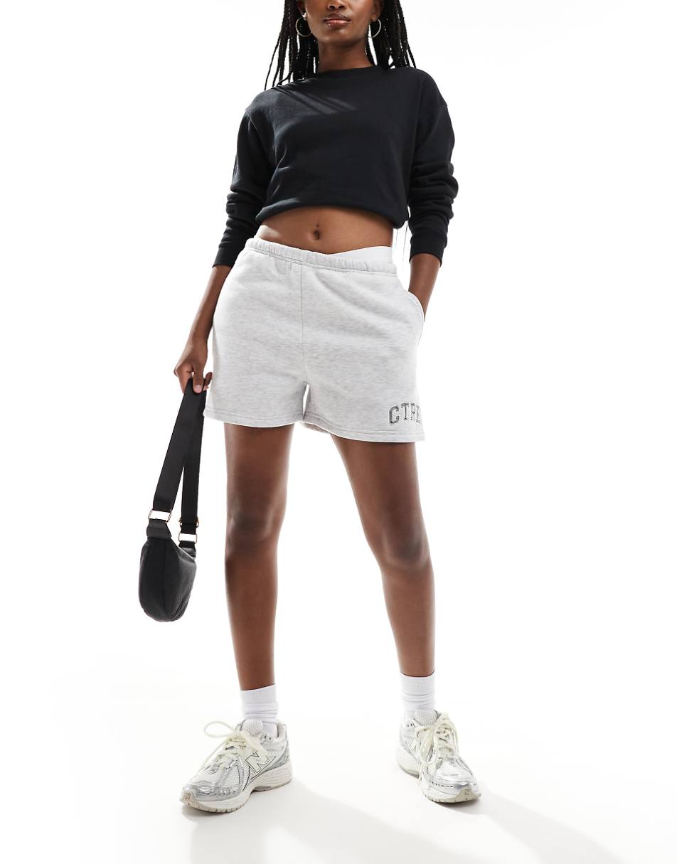 The Couture Club CTRE varsity shorts in heather gray