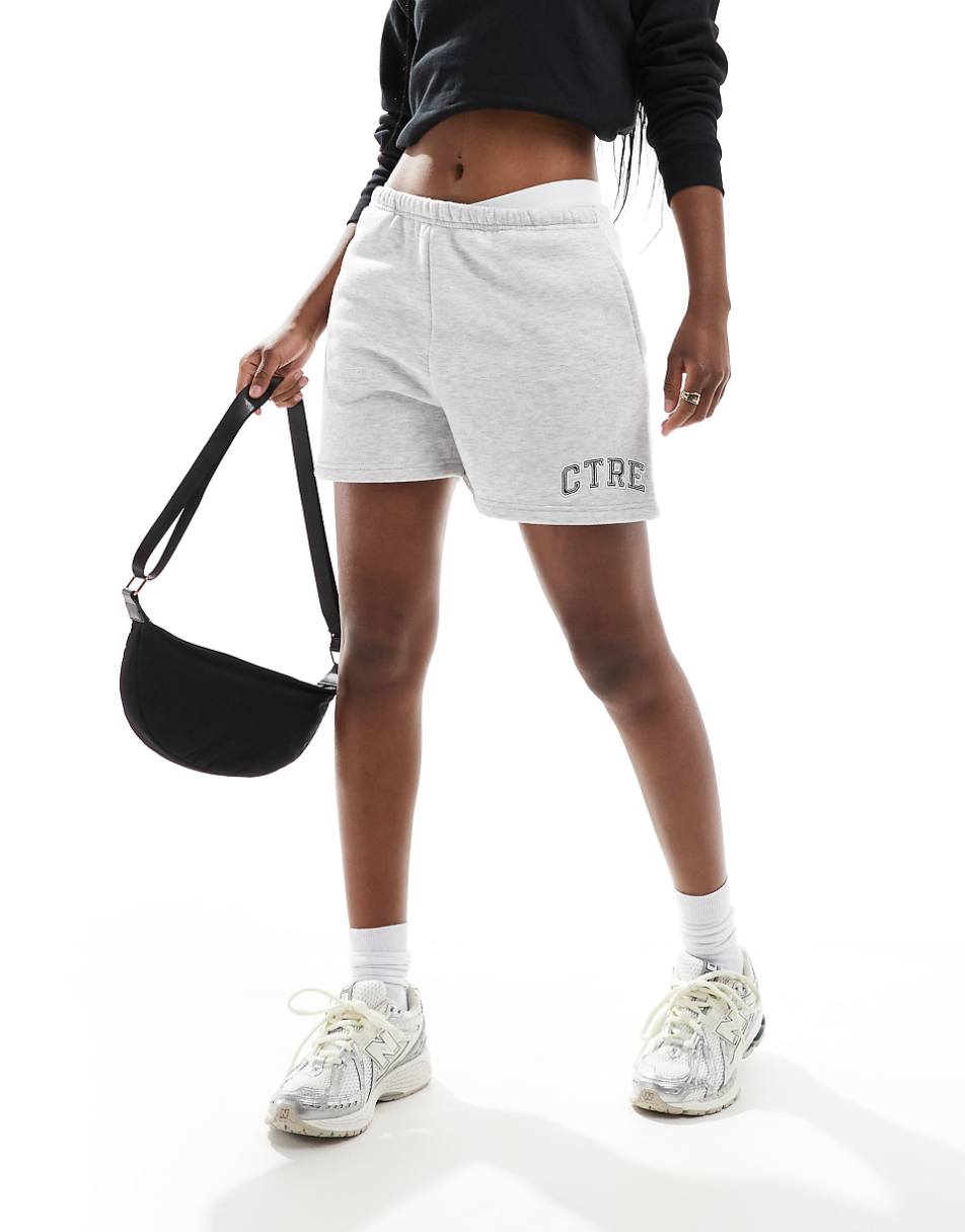 The Couture Club CTRE varsity shorts in heather gray