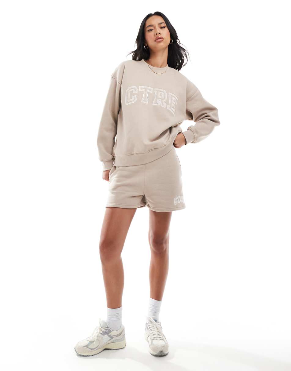 The Couture Club CTRE VARSITY crewneck sweatshirt in beige - part of a set