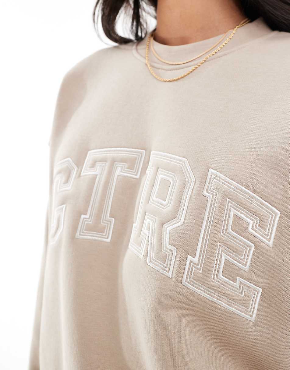 The Couture Club CTRE VARSITY crewneck sweatshirt in beige - part of a set