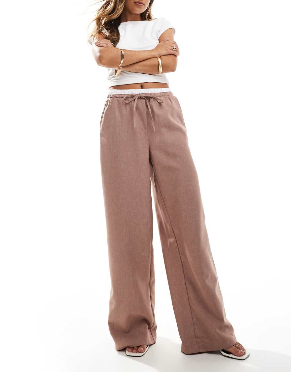 ASOS DESIGN double waistband tailored pant in mink