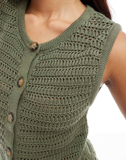 Nobody's Child crochet vest in green