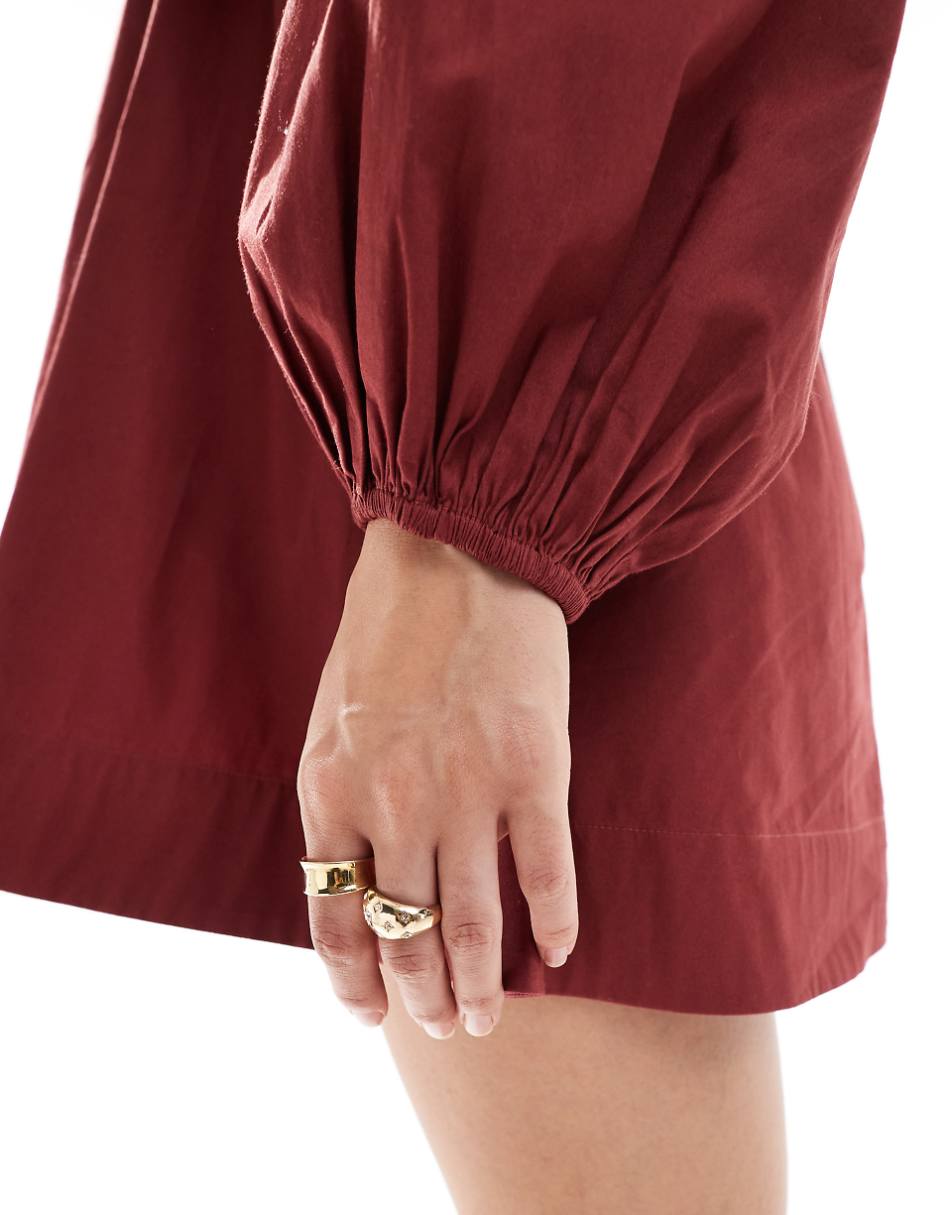 ASOS DESIGN cape detail mini dress in burgundy
