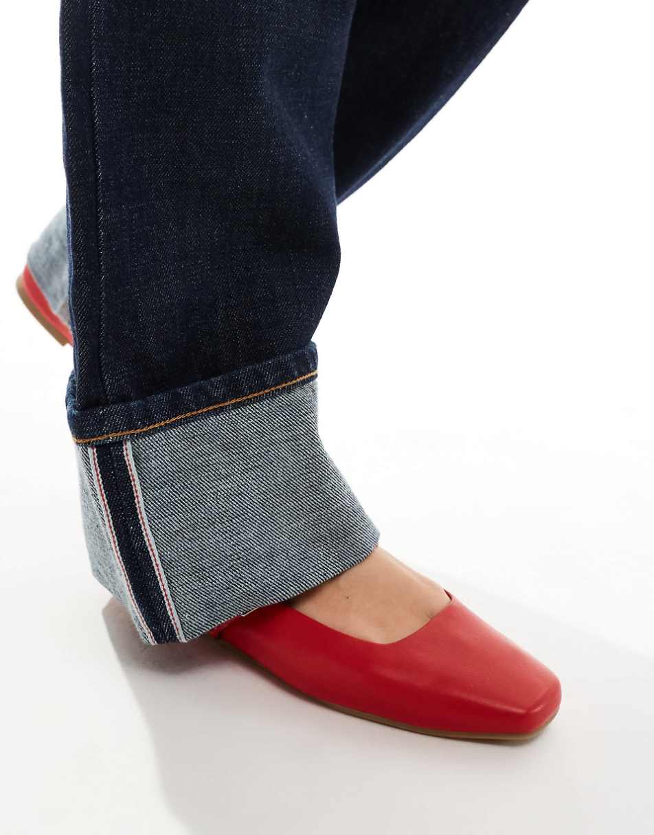 ASOS DESIGN Lottie Mary Jane Ballet Flats in red