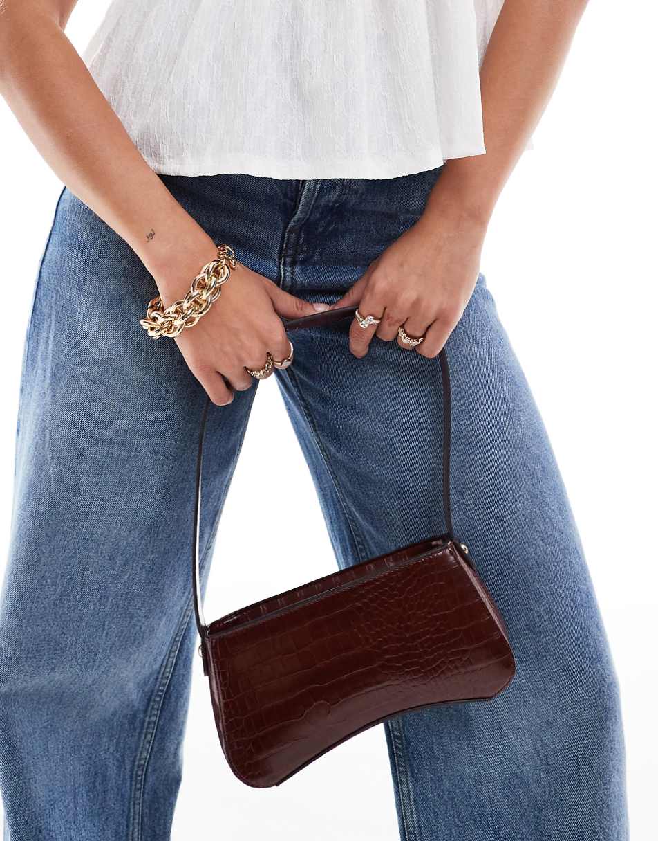 ASOS DESIGN curved base shoulder bag in chocolate